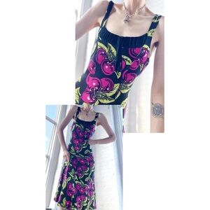 Betsey Johnson vintage 90's rare deadstock  cherry print Maxi Dress L